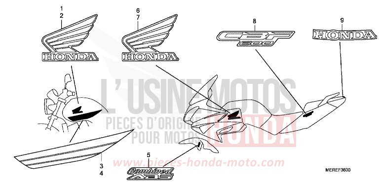 MARQUE/RAYURE de CBF600S ABS PEARL SIENA RED (R320) 2009